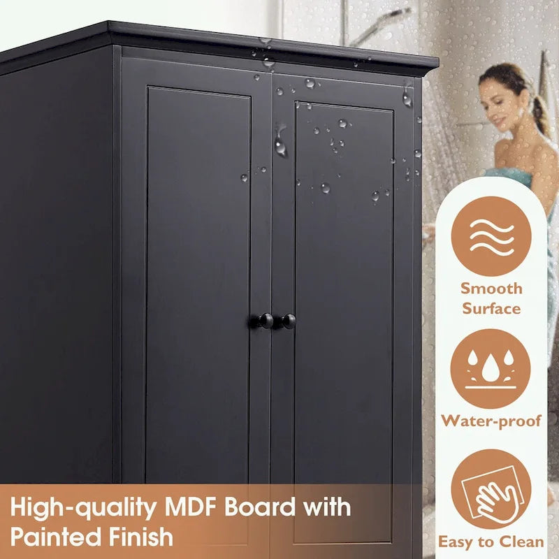 Armoire de rangement blanc/noir — 2 portes et 4 tiroirs
