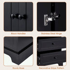 Armoire de rangement blanc/noir — 2 portes et 4 tiroirs