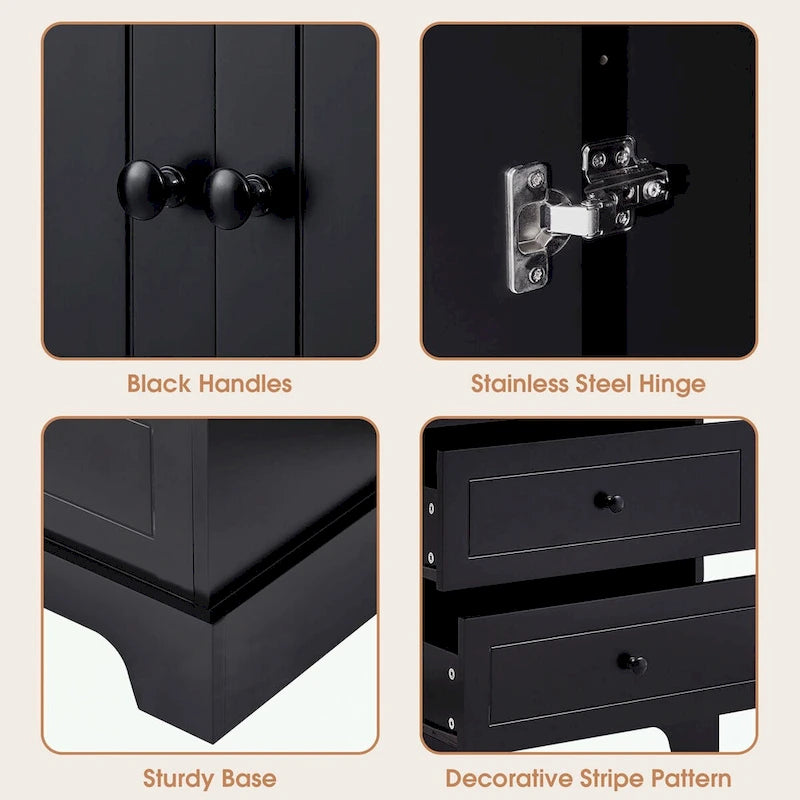 Armoire de rangement blanc/noir — 2 portes et 4 tiroirs