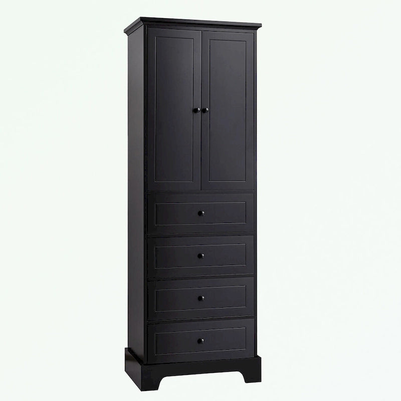 Armoire de rangement blanc/noir — 2 portes et 4 tiroirs