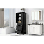Armoire de rangement blanc/noir — 2 portes et 4 tiroirs