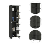Armoire à linge beige/grise – 4 étagères intérieures et 5 extérieures, 1 personne