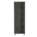 Armoire à linge beige/grise – 4 étagères intérieures et 5 extérieures, 1 personne