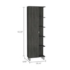 Armoire à linge beige/grise – 4 étagères intérieures et 5 extérieures, 1 personne