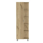 Armoire à linge beige/grise – 4 étagères intérieures et 5 extérieures, 1 personne