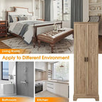Armoire de rangement à 5 étagères à deux portes, blanc/marron