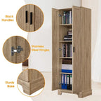 Armoire de rangement à 5 étagères à deux portes, blanc/marron