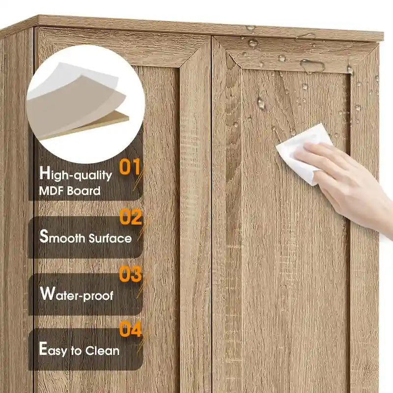 Armoire de rangement à 5 étagères à deux portes, blanc/marron