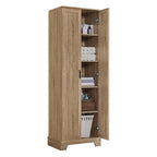 Armoire de rangement à 5 étagères à deux portes, blanc/marron