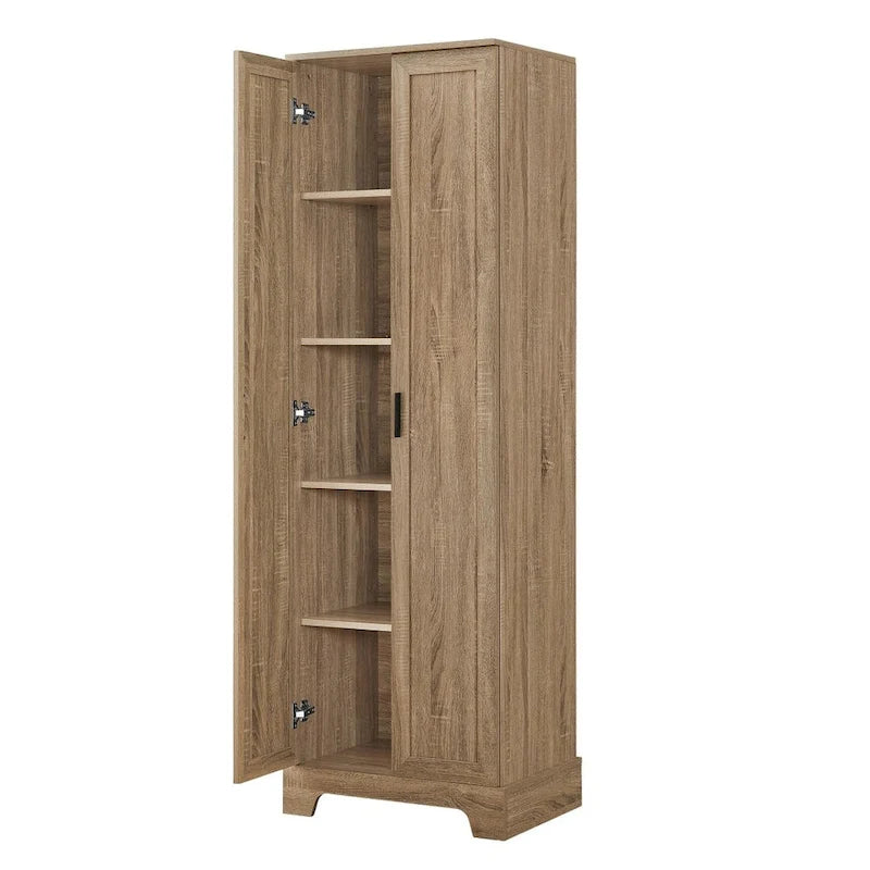 Armoire de rangement à 5 étagères à deux portes, blanc/marron