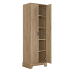 Armoire de rangement à 5 étagères à deux portes, blanc/marron