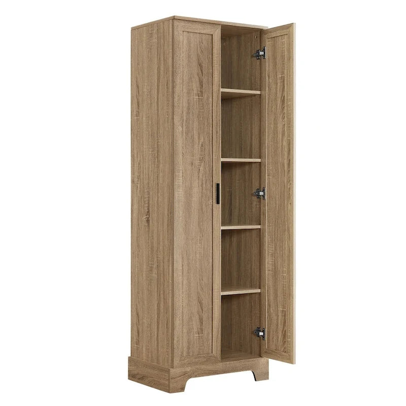 Armoire de rangement à 5 étagères à deux portes, blanc/marron