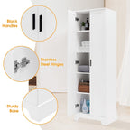 Armoire de rangement à 5 étagères à deux portes, blanc/marron