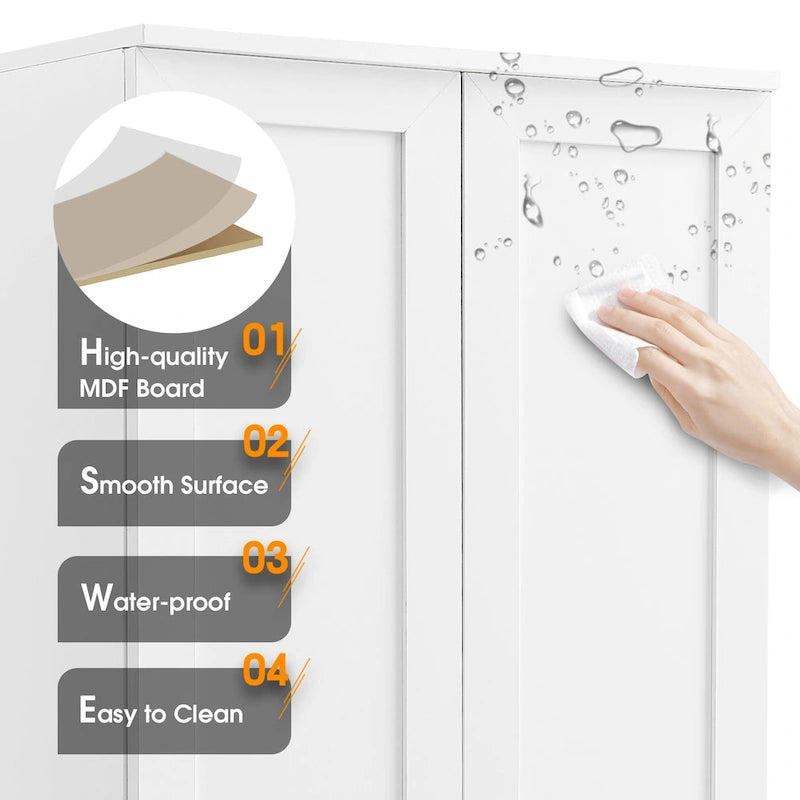 Armoire de rangement à 5 étagères à deux portes, blanc/marron