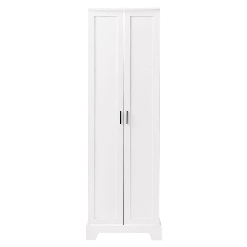 Armoire de rangement à 5 étagères à deux portes, blanc/marron
