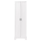 Armoire de rangement à 5 étagères à deux portes, blanc/marron