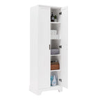 Armoire de rangement à 5 étagères à deux portes, blanc/marron