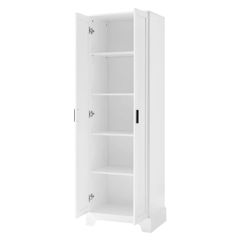 Armoire de rangement à 5 étagères à deux portes, blanc/marron