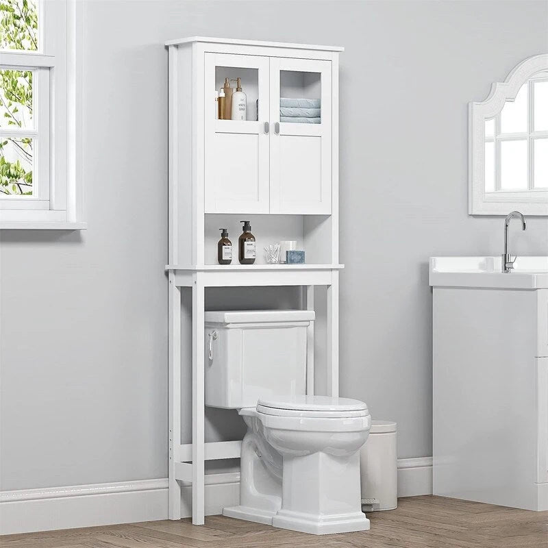 Meuble de rangement WC en bois blanc