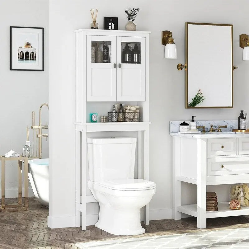 Meuble de rangement WC en bois blanc