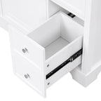 Meuble-lavabo blanc avec vasque en céramique, 1 porte et 2 tiroirs