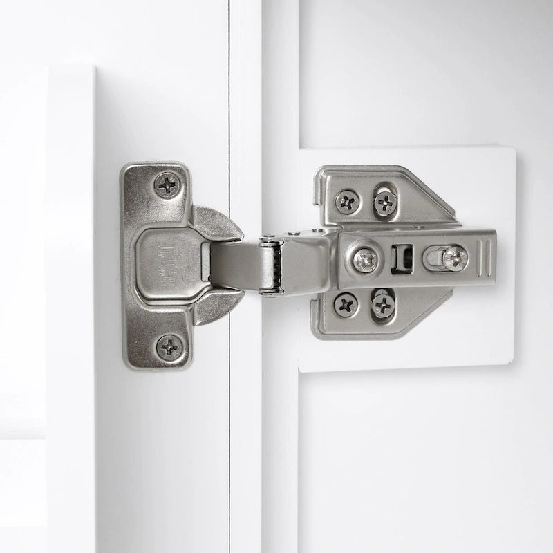 Meuble-lavabo blanc avec vasque en céramique, 1 porte et 2 tiroirs