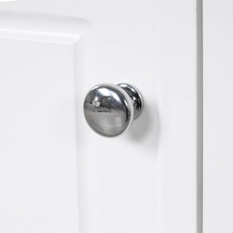 Meuble-lavabo blanc avec vasque en céramique, 1 porte et 2 tiroirs