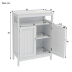 Meuble bas de salle de bain blanc avec finition bois et portes doubles, 1 personne