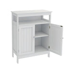 Meuble bas de salle de bain blanc avec finition bois et portes doubles, 1 personne