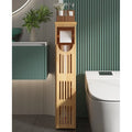 Distributeur de papier toilette autoportant en bambou/marron avec rangement, peut contenir 5 à 7 rouleaux