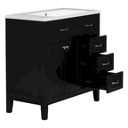 Meuble-lavabo autoportant de 36 po, gris/blanc/noir, avec un évier et des tiroirs