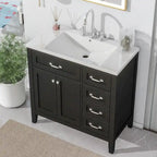 Meuble-lavabo autoportant de 36 po, gris/blanc/noir, avec un évier et des tiroirs