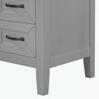Meuble-lavabo autoportant de 36 po, gris/blanc/noir, avec un évier et des tiroirs