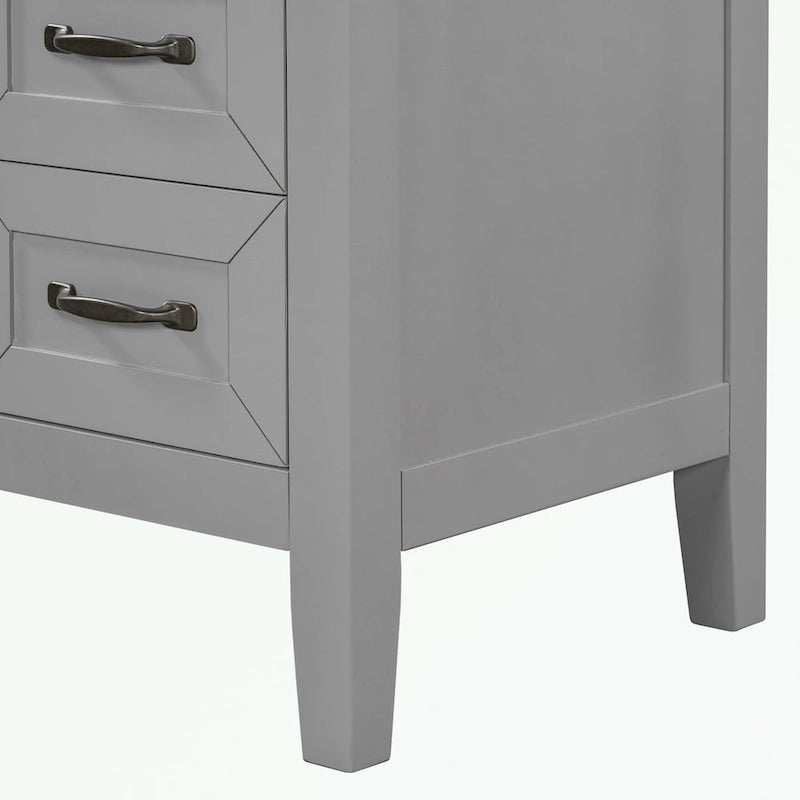 Meuble-lavabo autoportant de 36 po, gris/blanc/noir, avec un évier et des tiroirs
