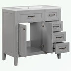 Meuble-lavabo autoportant de 36 po, gris/blanc/noir, avec un évier et des tiroirs