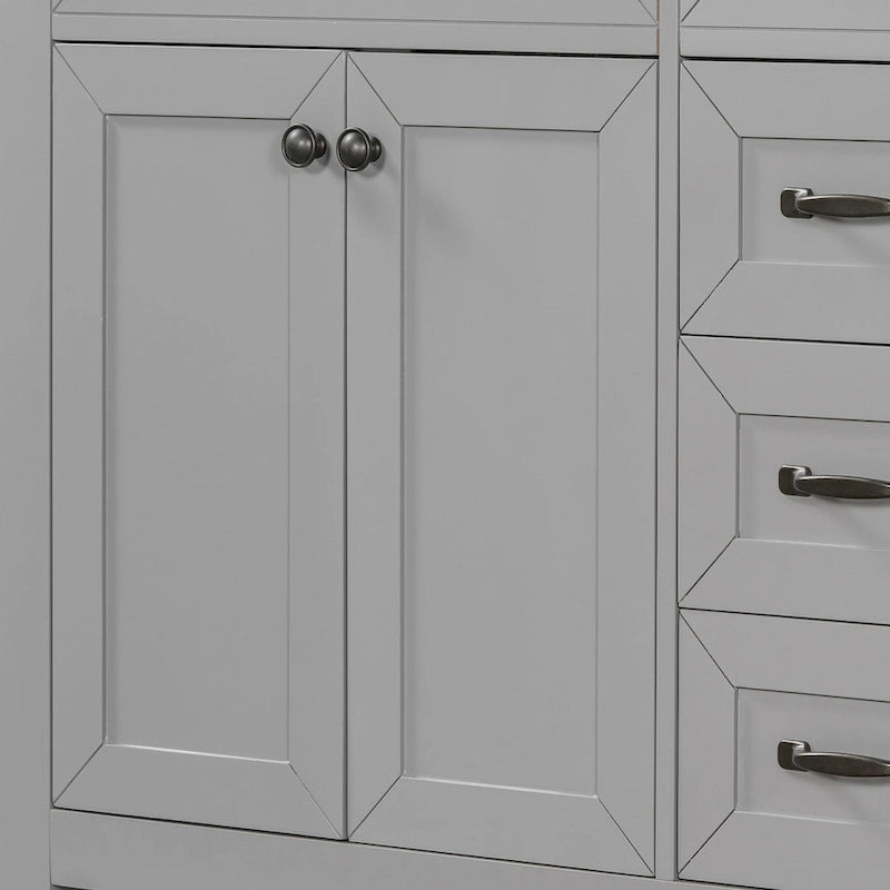 Meuble-lavabo autoportant de 36 po, gris/blanc/noir, avec un évier et des tiroirs