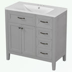 Meuble-lavabo autoportant de 36 po, gris/blanc/noir, avec un évier et des tiroirs