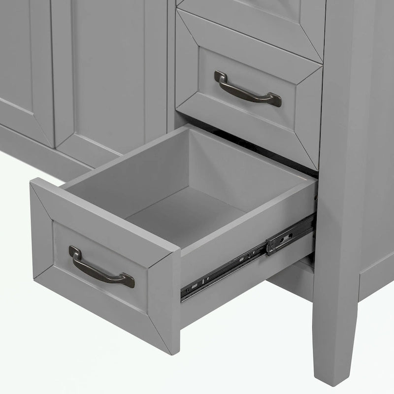 Meuble-lavabo autoportant de 36 po, gris/blanc/noir, avec un évier et des tiroirs