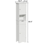 Meuble colonne de rangement de salle de bain autoportant en bois blanc