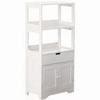 Armoire de rangement haute blanche, 1 tiroir et 2 portes, pour 1 personne