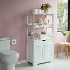 Armoire de rangement haute blanche, 1 tiroir et 2 portes, pour 1 personne