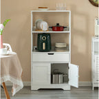 Armoire de rangement haute blanche, 1 tiroir et 2 portes, pour 1 personne