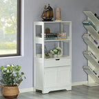 Armoire de rangement haute blanche, 1 tiroir et 2 portes, pour 1 personne