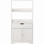 Armoire de rangement haute blanche, 1 tiroir et 2 portes, pour 1 personne