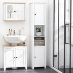 Armoire à linge blanche sur pied avec 2 portes et 2 étagères ouvertes, pour 1 personne