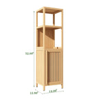 Meuble de rangement d'angle en bambou verni naturel, assemblage par 1 personne