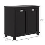 Meuble de rangement pour panier à linge inclinable double noir, 2 compartiments de rangement pour salle de bain