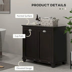 Meuble de rangement pour panier à linge inclinable double noir, 2 compartiments de rangement pour salle de bain