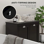 Meuble de rangement pour panier à linge inclinable double noir, 2 compartiments de rangement pour salle de bain