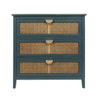 Meuble de rangement 3 tiroirs en rotin vert/gris